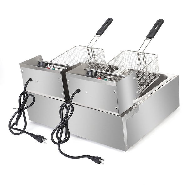 12.7QT/12L Stainless Steel Double Cylinder Electric Fryer