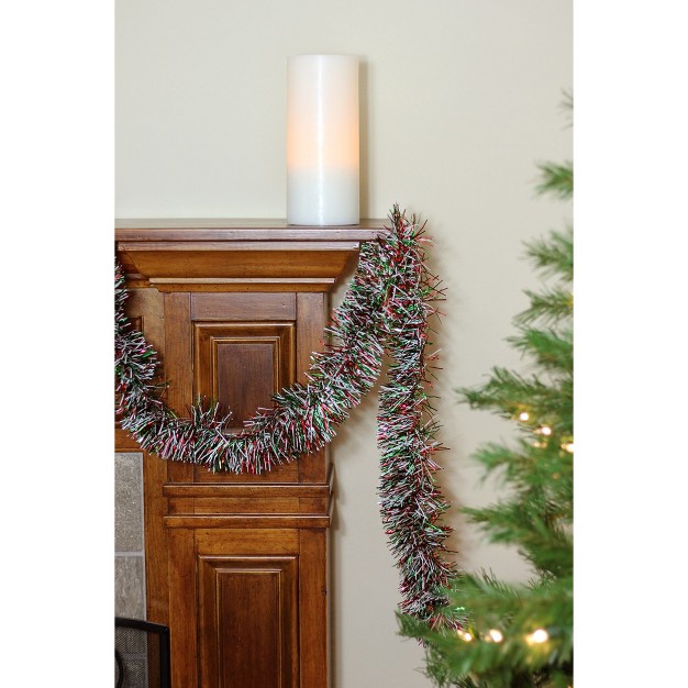 Unlit Shiny Red green Tinsel Christmas Garland