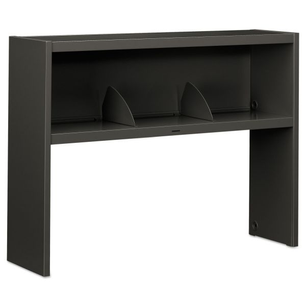 HON 38000 Series Stack On Open Shelf Hutch， 48w x 13.5d x 34.75h， Charcoal