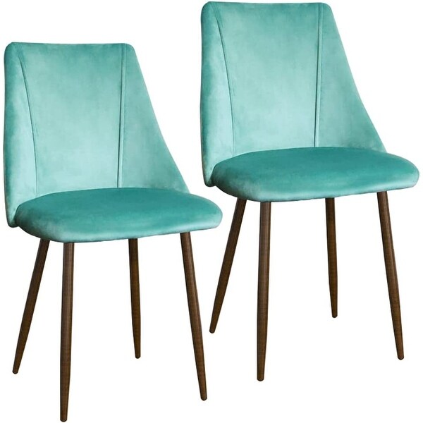 Sets of 2 velvet Modern Upholstered Side Dining Chair for Kitchen Living Room with Metal Legs， Lake Green Brand: Wonder Comfort