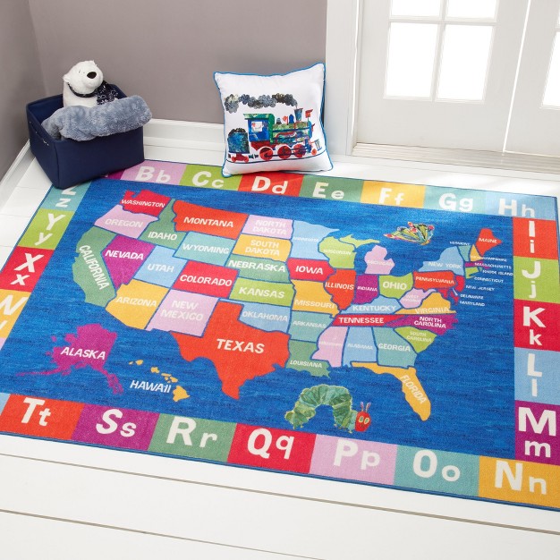 Eric Carle Usa Map Area Kids x27 Rug 2 x27 9 quot x4 x27 3 quot Home Dynamix