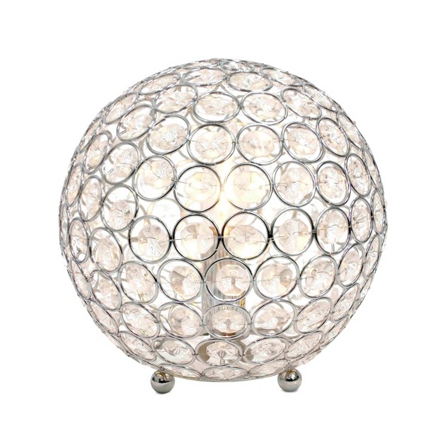 Elipse Medium Contemporary Metal Crystal Round Orb Table Lamp Lalia Home