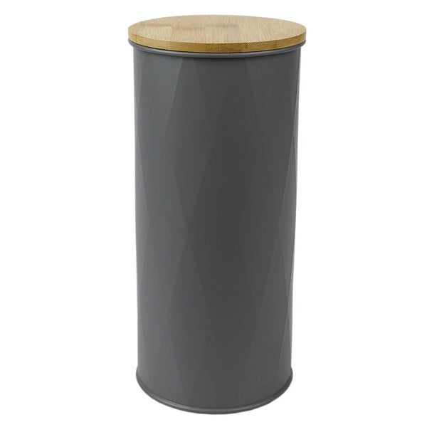 2.2 ml Large Tin Canister with Bamboo Lid， Grey