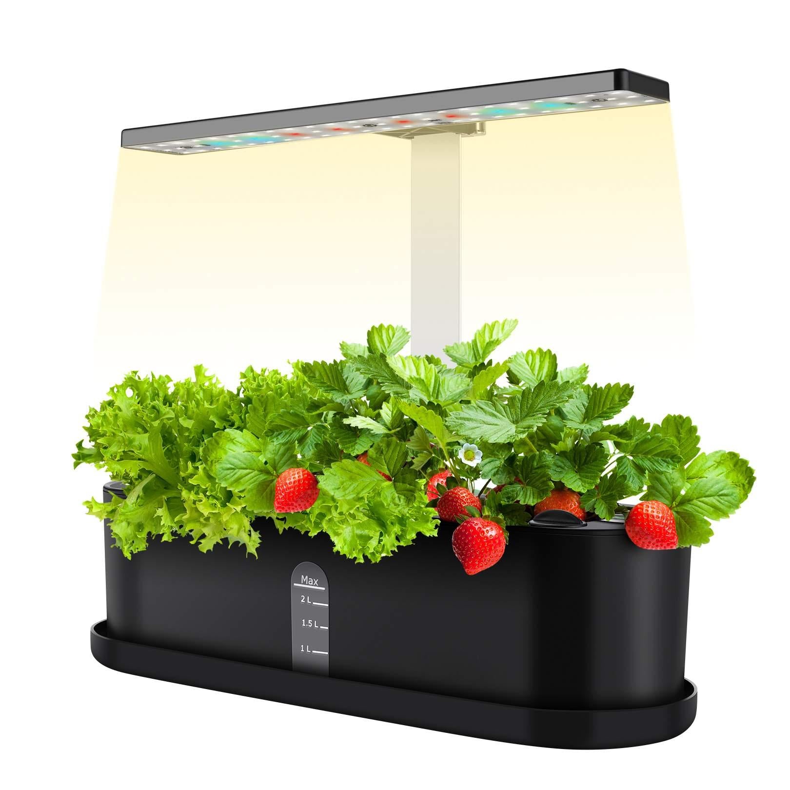 10 Pods Indoor Garden Kit， Hydroponics Growing System， Smart Herb Garden Planter W/ LED Grow Light， Automatic Timer Germination Starting Starter Kit for Home Kitchen Office， Height Adjustable