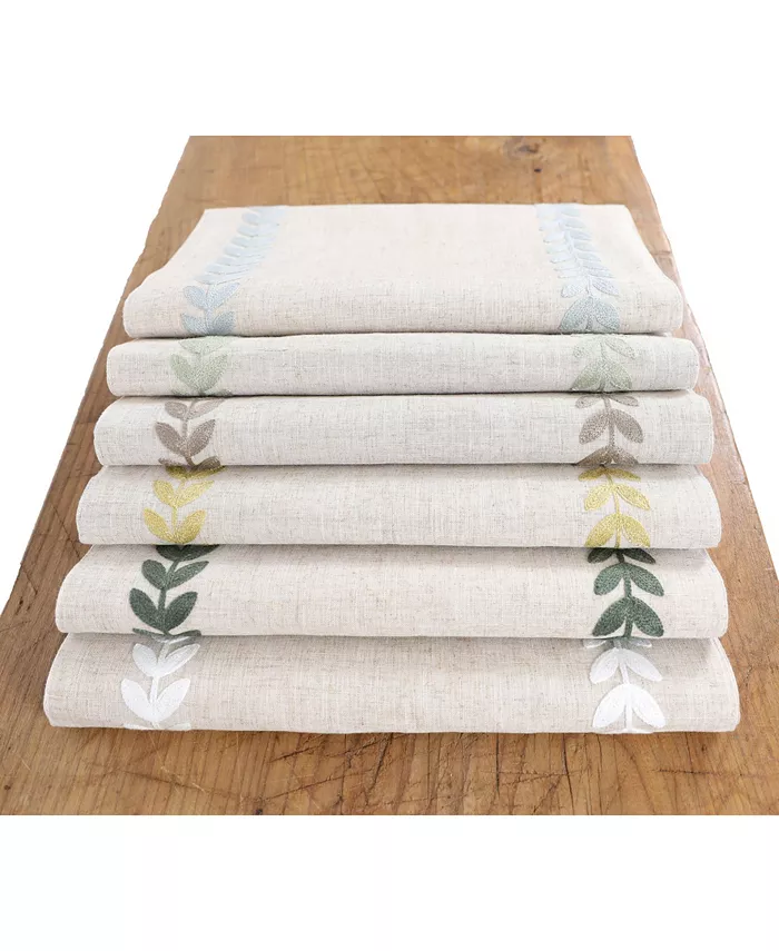 Manor Luxe Cute Leaves Crewel Embroidered Table Runner