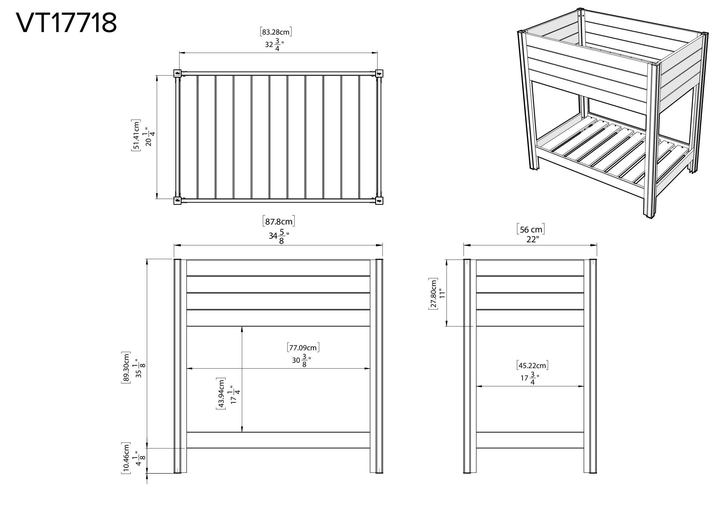 Vita 35"L x 22"W x 39"H Herb Farm Cedar Elevated Garden, Golden Brown, VT17718