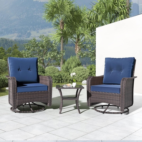 Kullavik 3 Pieces Patio Furniture Set，Outdoor Swivel Rocking Chairs