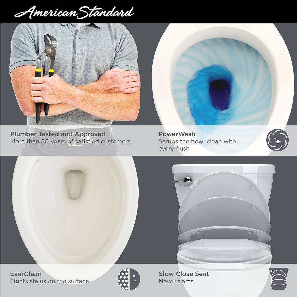 American Standard Cadet 3 FloWise Tall Height 2-Piece 1.28 GPF Single Flush Round Toilet with Slow Close Seat in Bone 3377.128ST.021