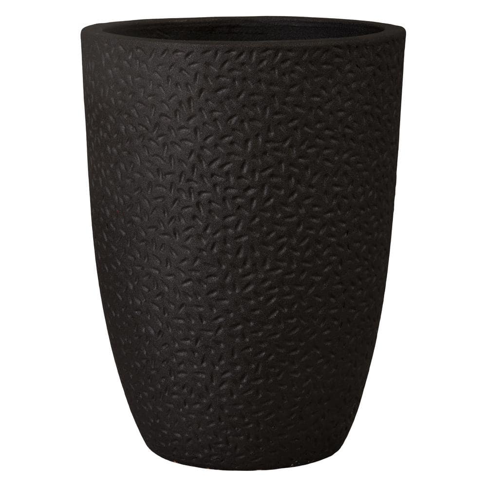 Emissary 19 in. L x 25.5 in. H Matte Black Ceramic Round Planter with High-fire Treatment 05344MB-4