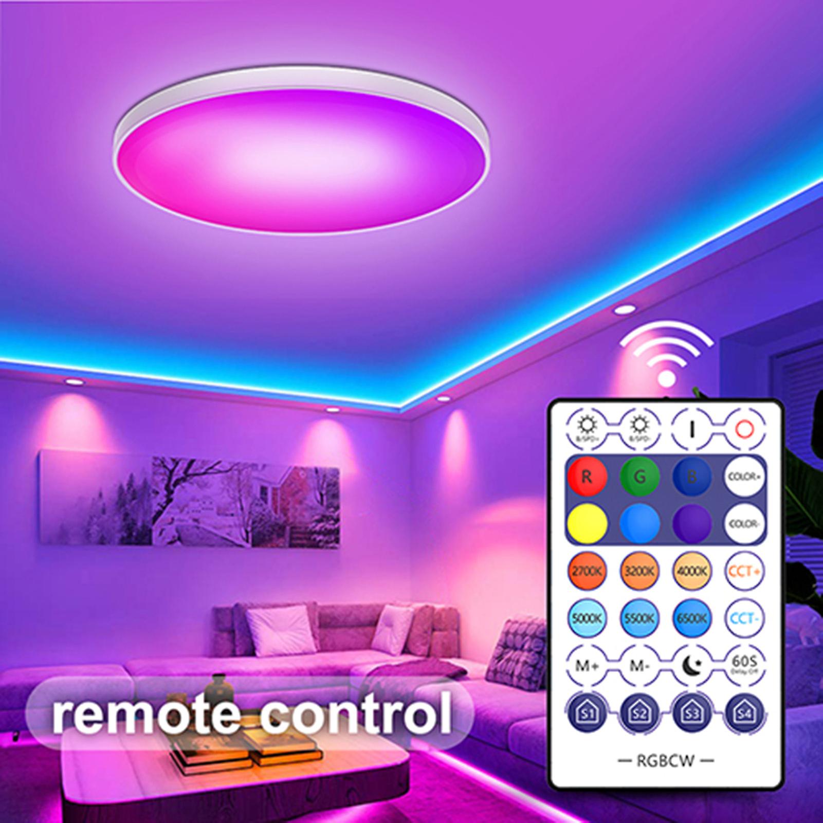 30w Intelligent Rgb Dimming Ceiling Lamp 110v Wi-fi+bt 2.4g Remote Controlling Built-in Microphone and Music Player Voice Control Dome Light