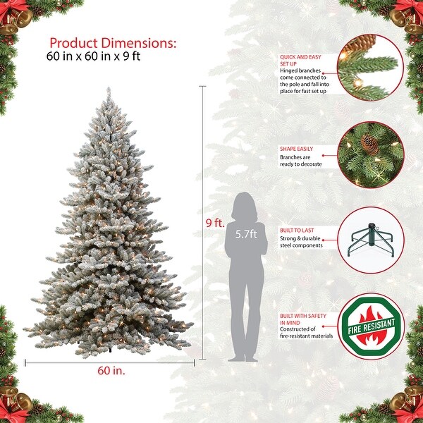 Puleo International PreLit 9' Flocked Royal Majestic Spruce Artificial Christmas Tree