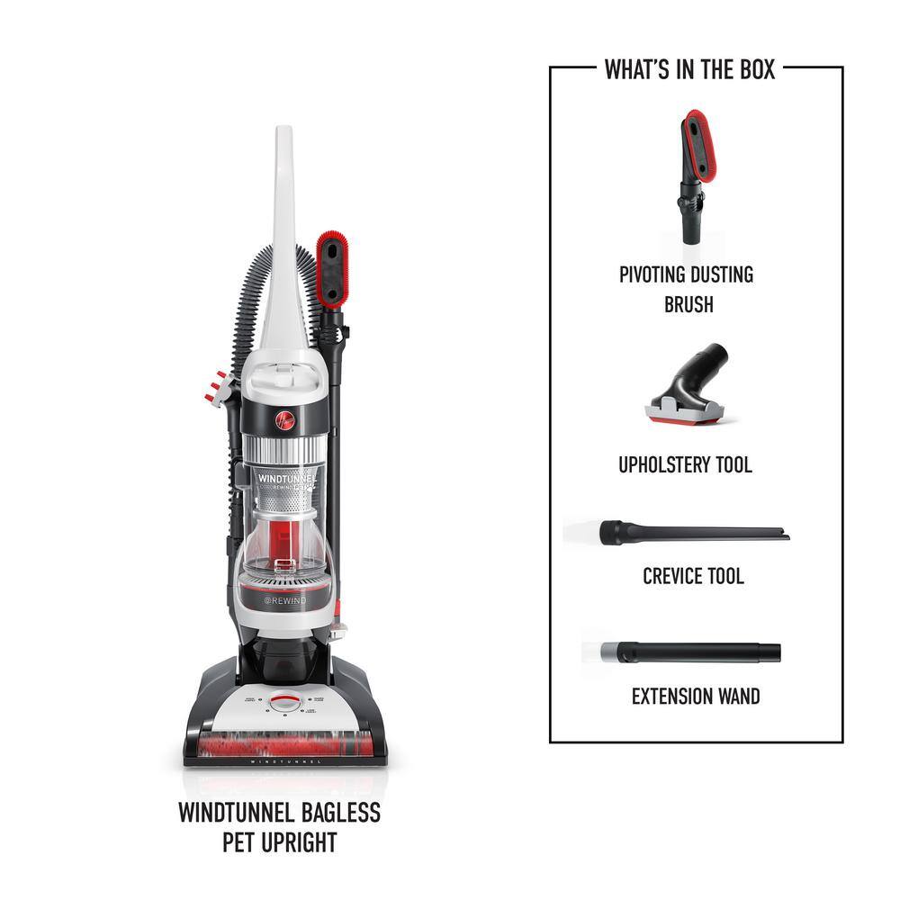 HOOVER WindTunnel Bagless Pet Upright Vacuum Cleaner with Automatic Cord Rewind UH71320V