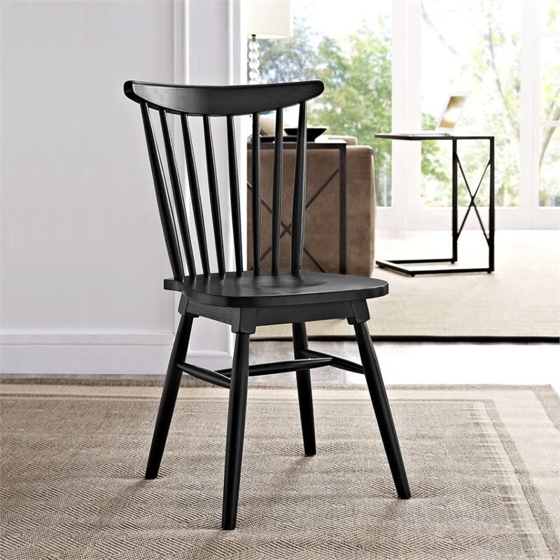 Hawthorne Collections Dining Side Chair in Black   Midcentury   Dining Chairs   by Homesquare  Houzz