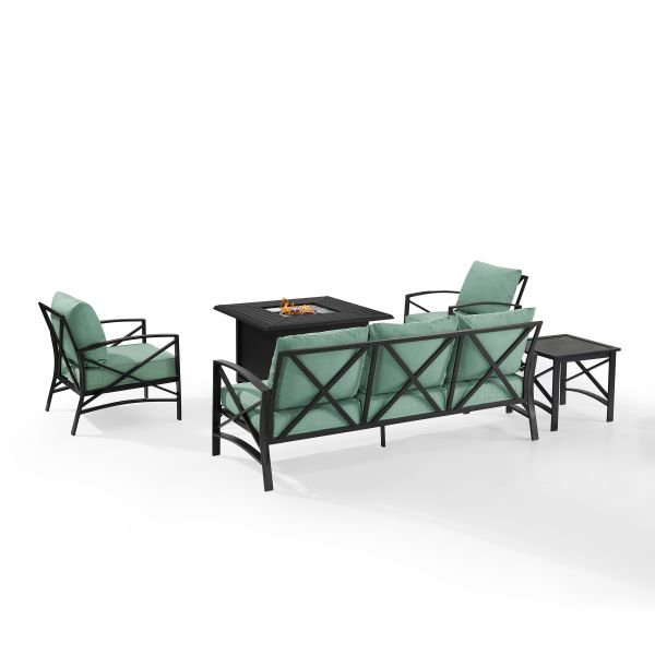 Kaplan 5Pc Outdoor Metal Sofa Set W/Fire Table