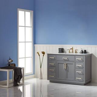 Altair Ivy 48 in. Bath Vanity in Gray with Carrara Marble Vanity Top in White with White Basin 531048-GR-CA-NM