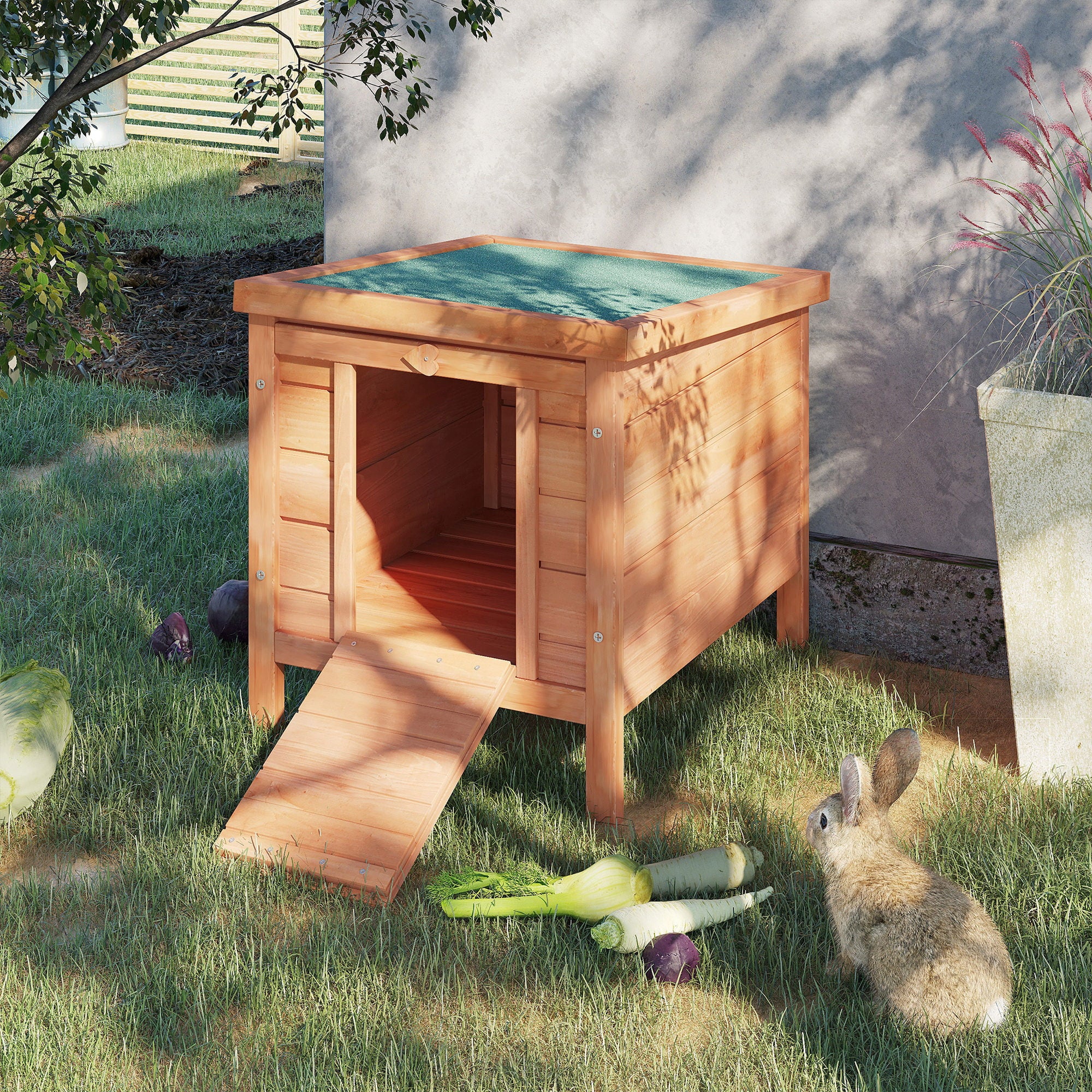 PawHut Wooden Rabbit Hutch 20'' Pet Habitat Cages Bunny Small Animal House New