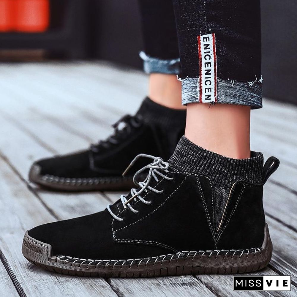 Men Casual Shoes High Top Boots Shoes Fashion Outdoor Army Travel Botas Hombre Sock Man Brithsh Sneaker