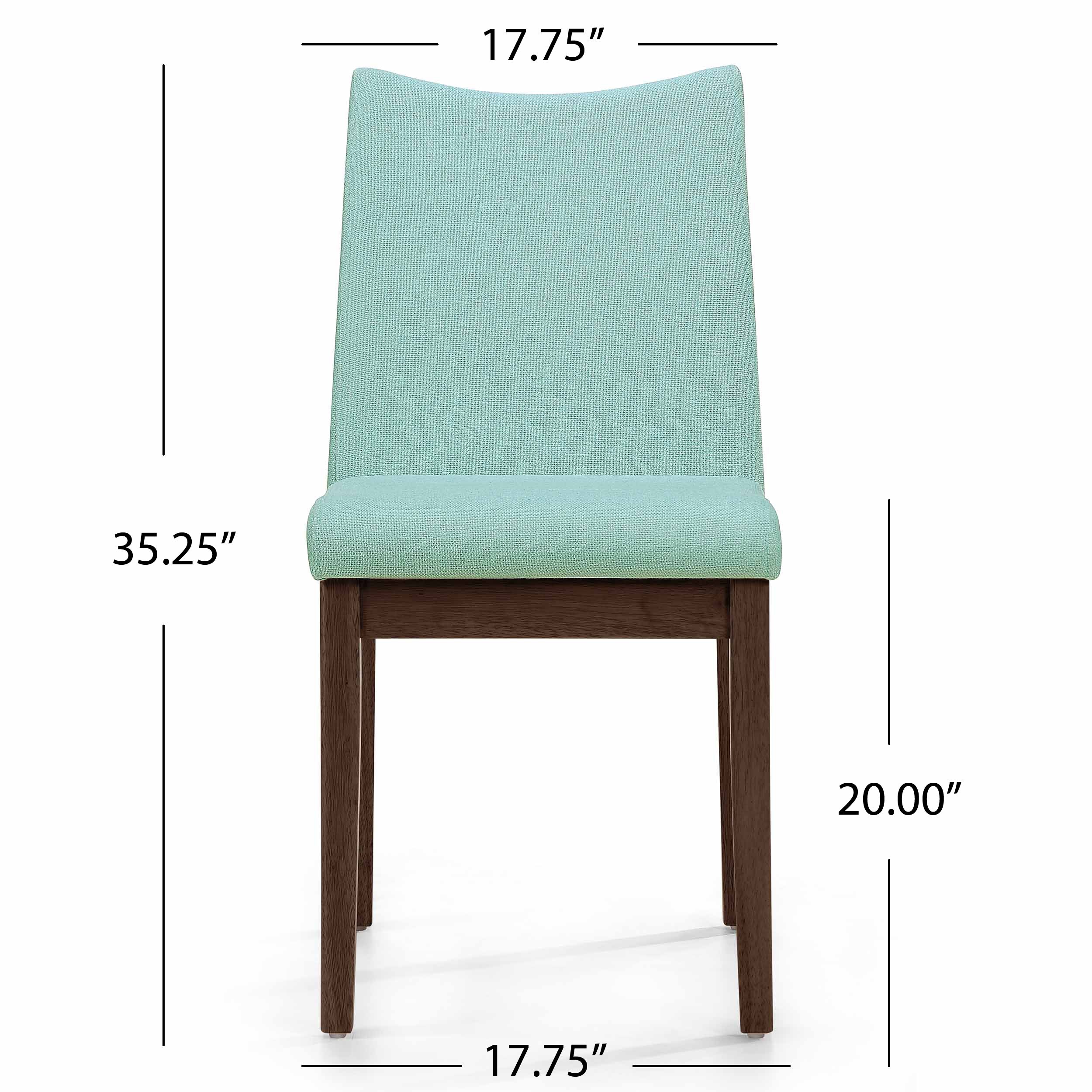 Noble House Roosevelt Mid Century Modern Mint Fabric Dining Chairs, Set of 2, Mint