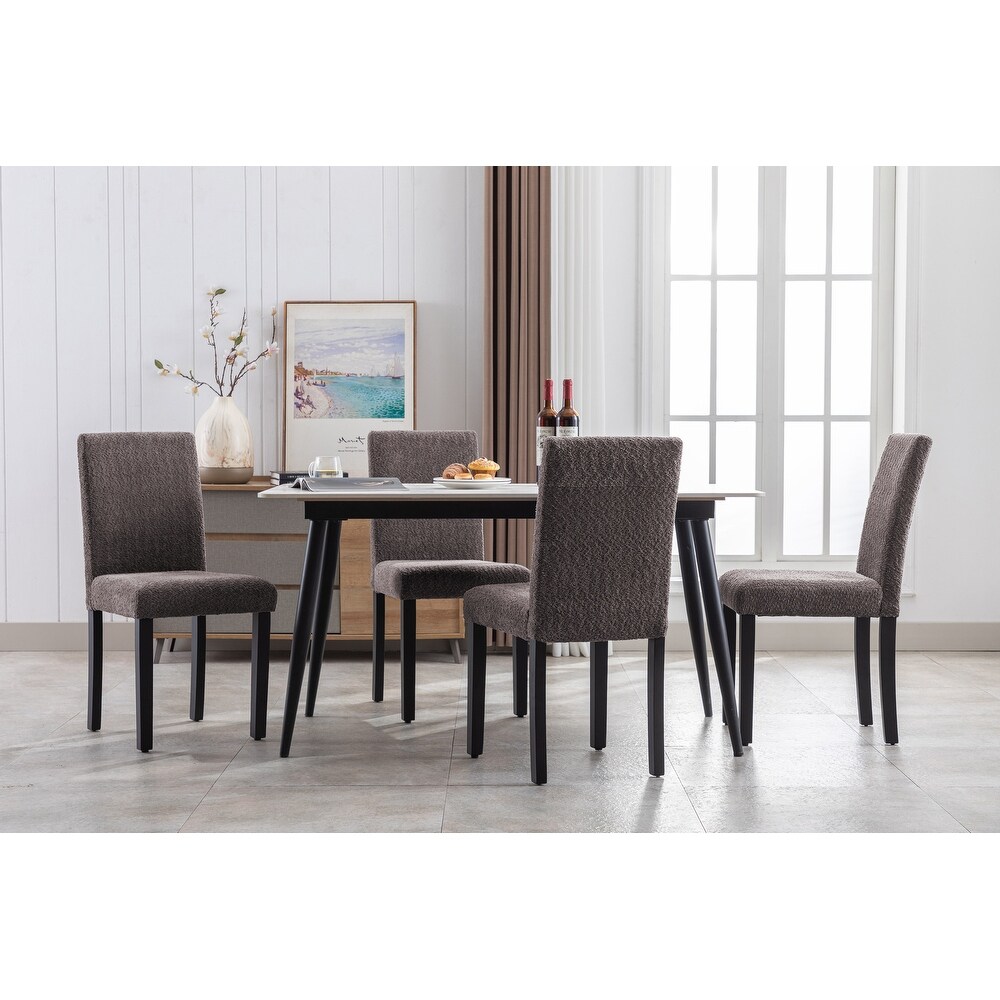 Porthos Home Bleiz Teddy Fabric Dining Chairs with Rubberwood Legs  Set of 4