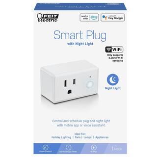 Feit Electric 15-Amp Indoor Alexa  Google Assistant Compatible Wi-Fi Smart Home Plug with Night Light No Hub Required (3-Pack) PLUGNLWIFI3