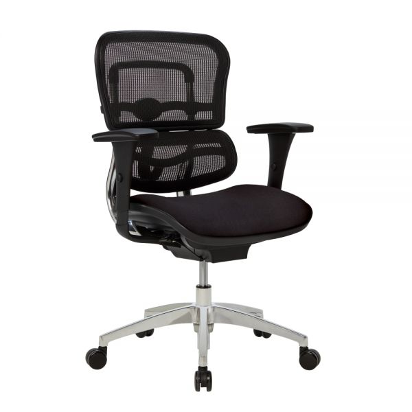 WorkPro 12000 Series Ergonomic Mesh/Fabric Mid-Back Chair， Black/Black， BIFMA Certified