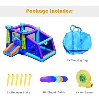 Gymax Inflatable Bouncer Alien Bounce HouseKids Jump Slide Ball Pit with 480 W Blower GYM05421