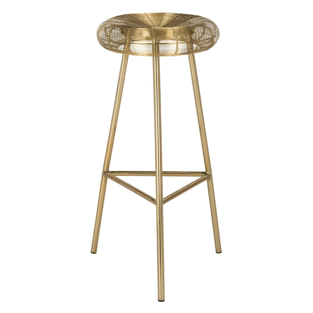 SAFAVIEH 30 inch Addison Wire Weaved Contemporary Bar Stool   Gold   14\