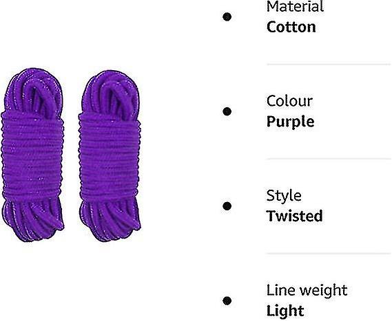 10 M/33 Feet 8 Mm All Purpose Rope Soft Cotton Rope Cord Thick Cotton Twisted Cord (purple)