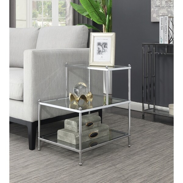 Silver Orchid Farrar Chrome Finish 3-tier Step End Table