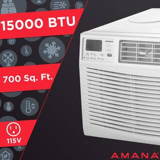 Amana 15000 BTU 115V Window AC w Remote for Rooms upto 700 sq. ft. 24-Hour Timer 3-Speed Auto-Restart Digital Display White AMAP151BW