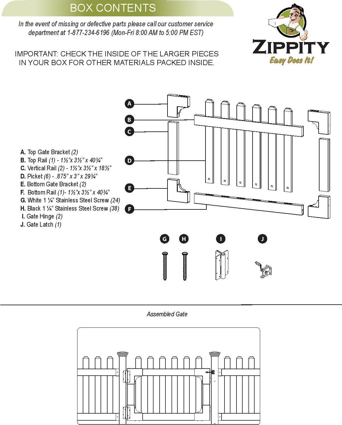 No-Dig Newport Picket Gate with Stainless Steel Hardware (31in x 41in)