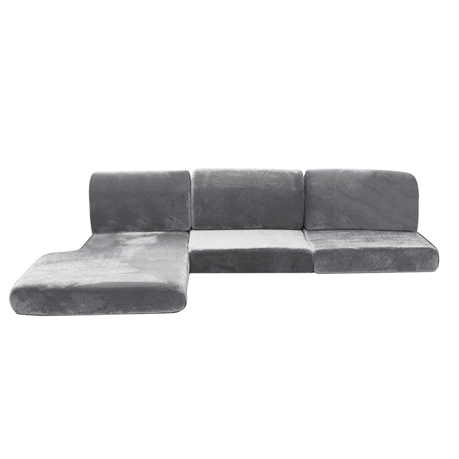 Silver Fox Velvet Couch Cover Cushion Cover All-inclusive Couch Cover Stretch Single Double Combination Couch Hat Light Grey L