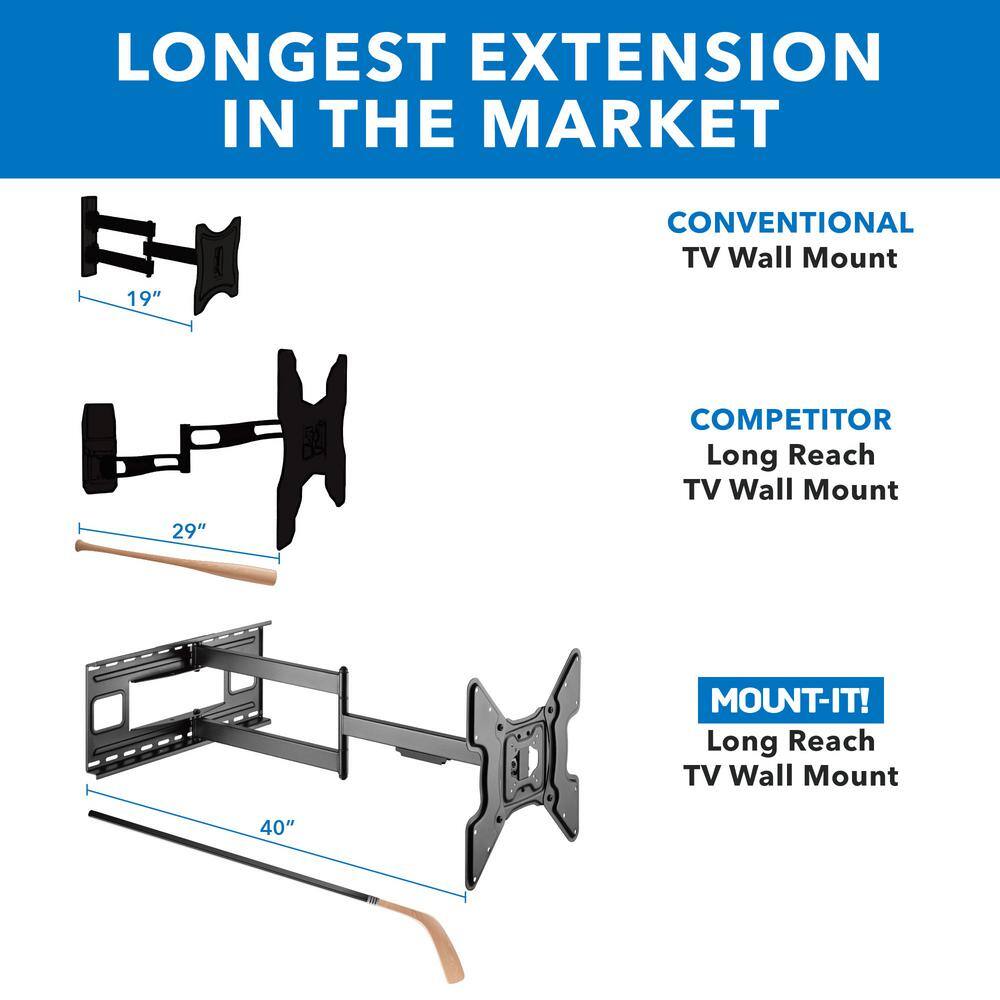 mount-it! Full Motion TV Wall mount-it! with 40 in. Extension for Screens up to 70 in. MI-393