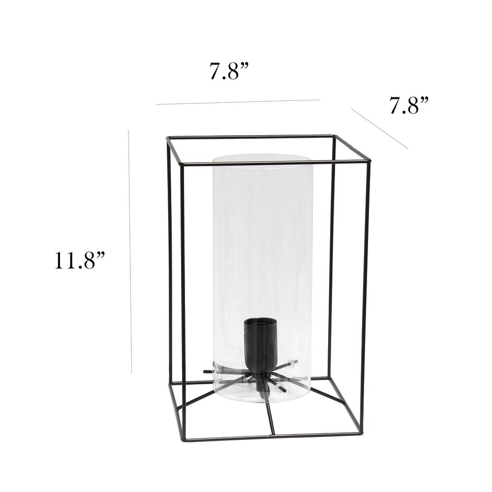 Elegant Designs Large Exposed Glass and Metal Table Lamp  Black/Clear   7.8\