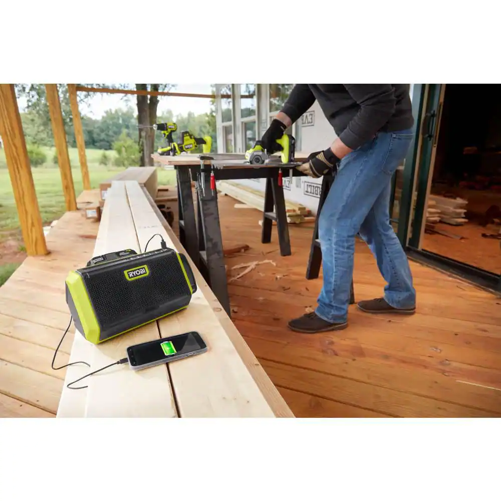 RYOBI PAD01B-RYi150BG ONE+ 18V Cordless 2-Tool Combo Kit with Bluetooth Speaker and 150-Watt Power Inverter (Tools Only)