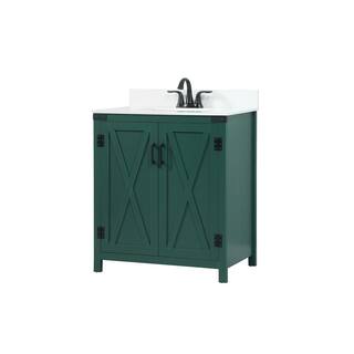 Simply Living 30 in. W x 19 in. D x 34 in. H Bath Vanity in Green with Ivory White Quartz Top SL270690MGNBS