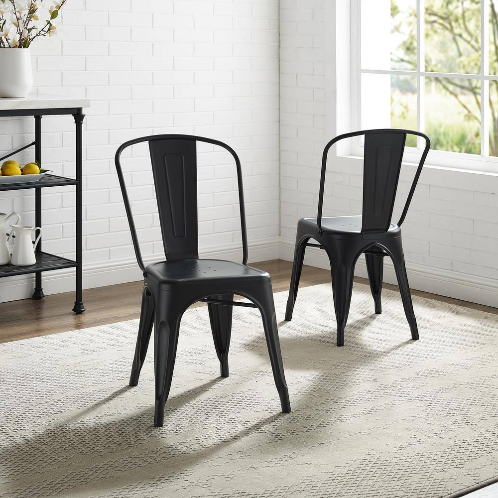 CROSLEY FURNITURE Amelia Black Metal Dining Chair (Set of 2) CF500617-MB