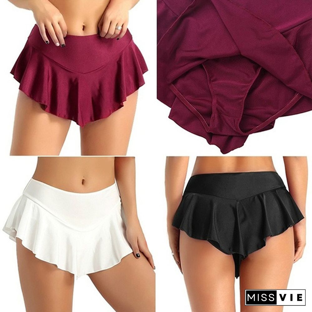 Women's Fashion Casual Solid Color Dance Mini Skirt Figure Skating Dress Performance Clothing Ladies Short Skirts