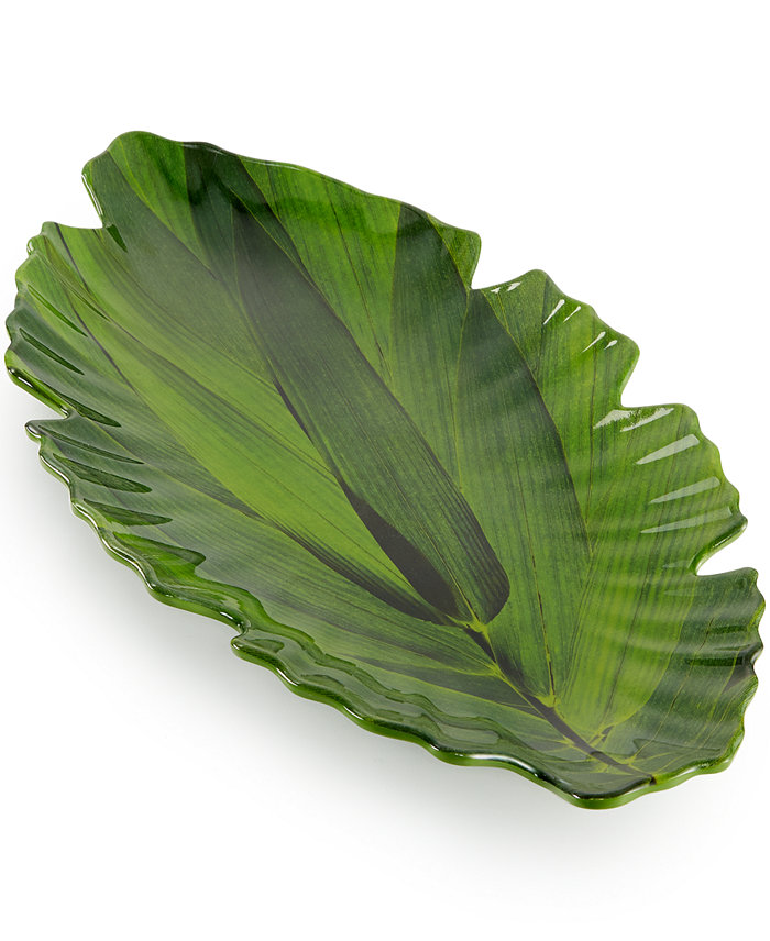 Q Squared Zen Melamine Large Green Leaf Platter