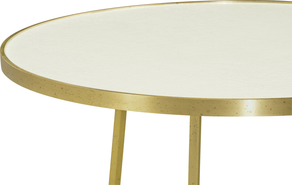 Modern Accents Round Ivory Crackle Ceramic Laquered Lamp Table   Contemporary   Side Tables And End Tables   by HedgeApple  Houzz