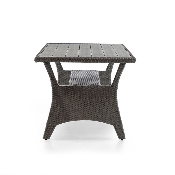 Decker Contemporary 57inch Wicker PlankStyle Outdoor Dining Table by MandL Co.