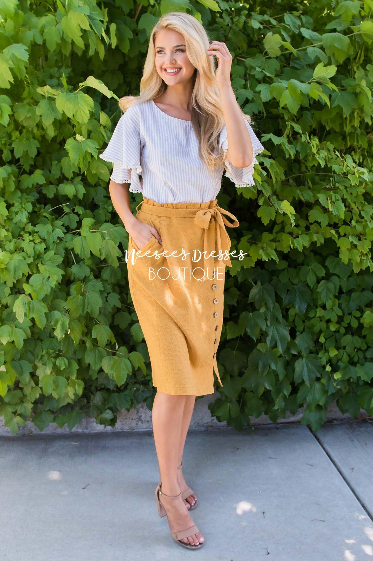 Lets Meet For Brunch Button Skirt