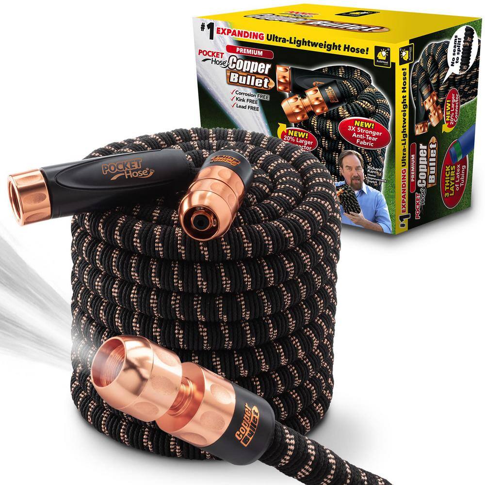 Pocket Hose Copper Bullet 34 in. Dia x 75 ft. Expandable 650 psi Lightweight Lead-Free Kink-Free Hose 16659