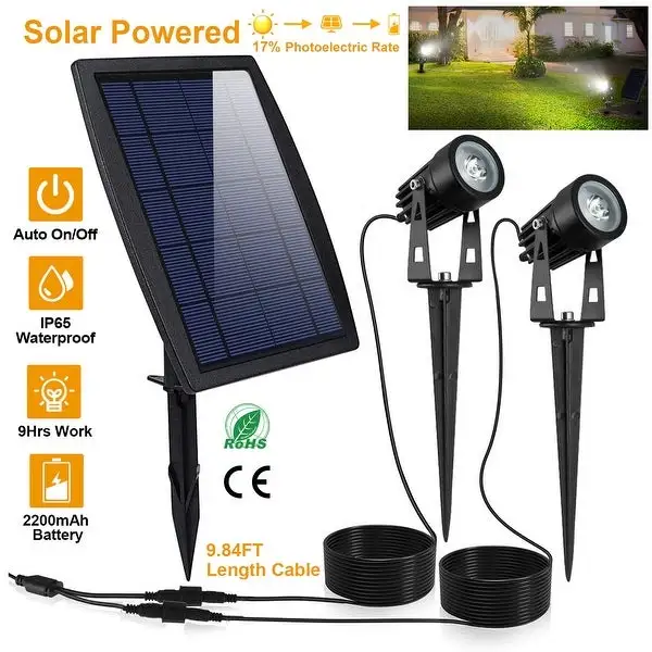 Twin Solar Spotlight Outdoor Light Sensor Lamps Waterproof