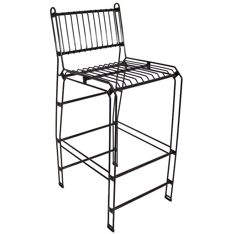 Sunnydaze Indoor/Outdoor Steel Wire Bar-Height Chair - Black