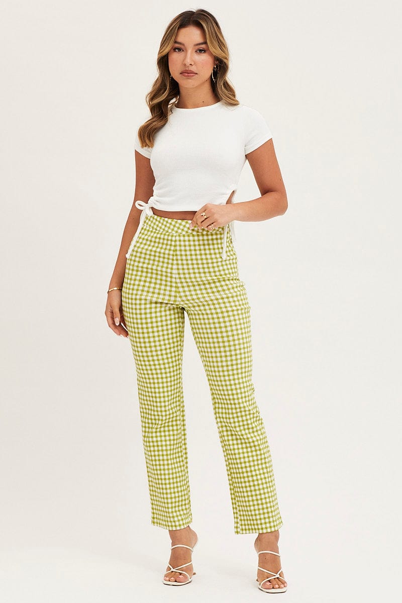Check Slim Pants High Rise