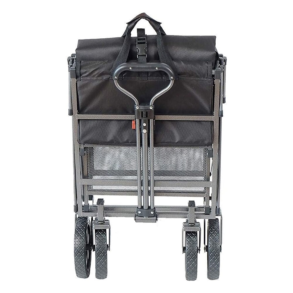 Mac Sports Double Decker Wagon: Black   Collapsible Outdoor Utility Garden Cart  150 Lb Capacity  32.5 x 17.5 x 10.5\