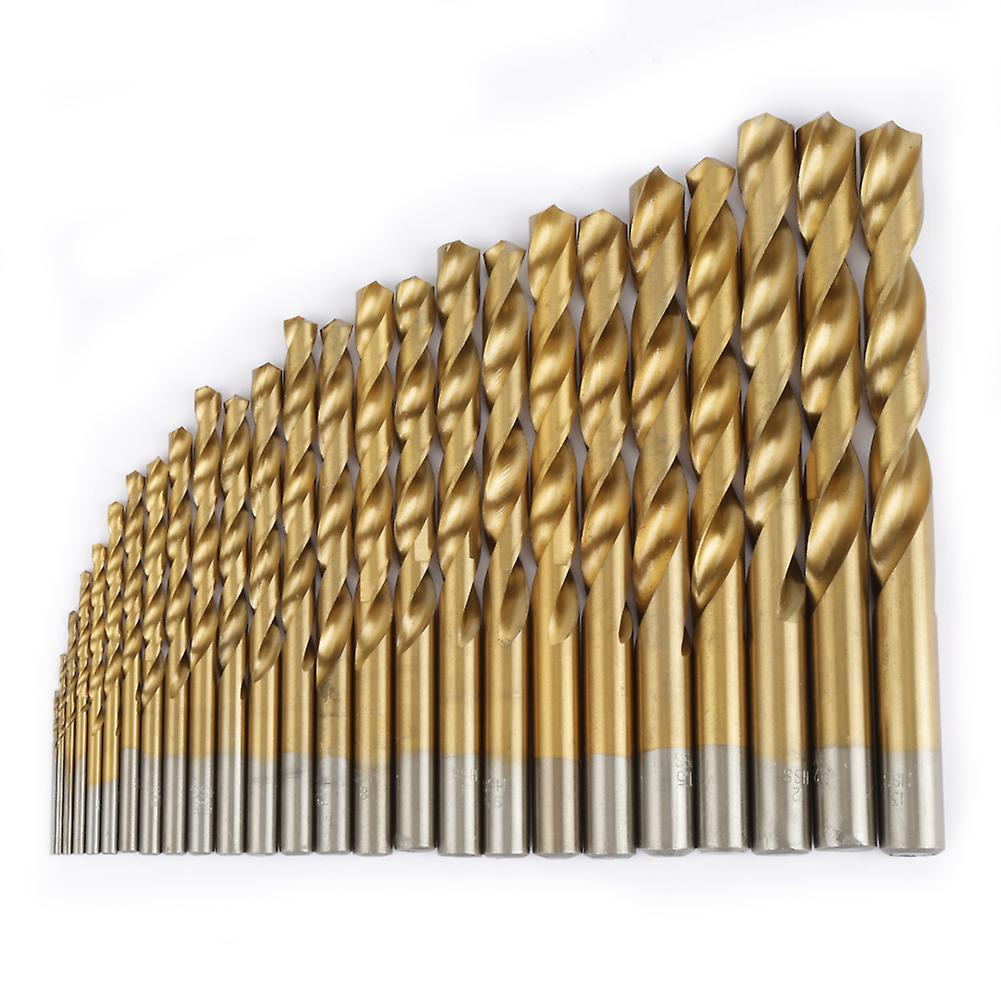 25pcs High Speed Steel Twist Drill Bit 1mm-13mm Drill Bits Straight Shank (Gold)