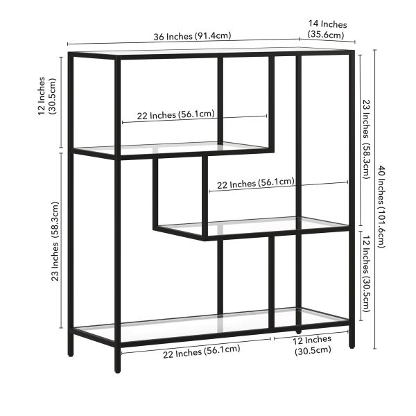 Isla 40'' Tall Rectangular Bookcase in Blackened Bronze