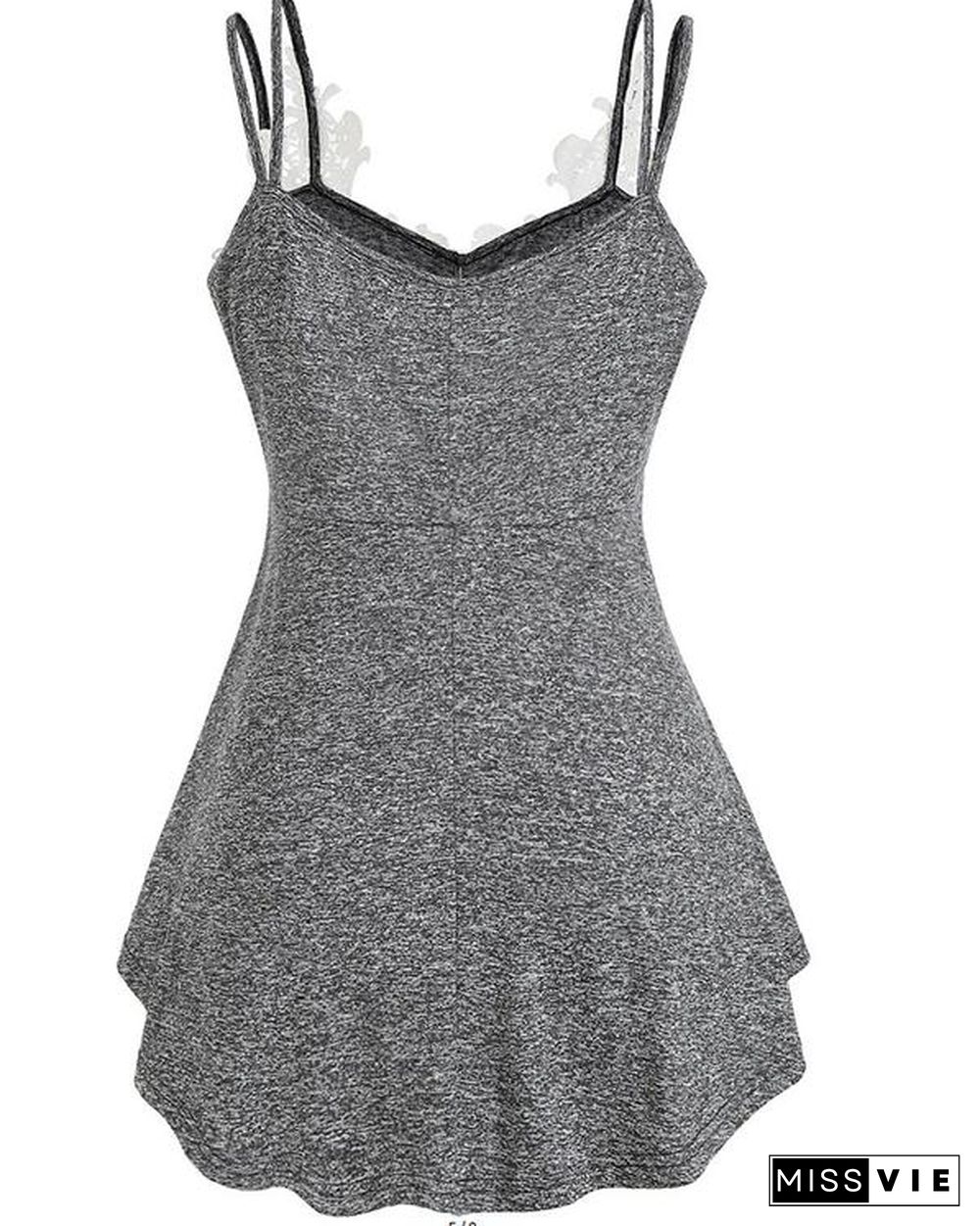 Solid Lace V-Neck Sleeveless Casual Tank Tops